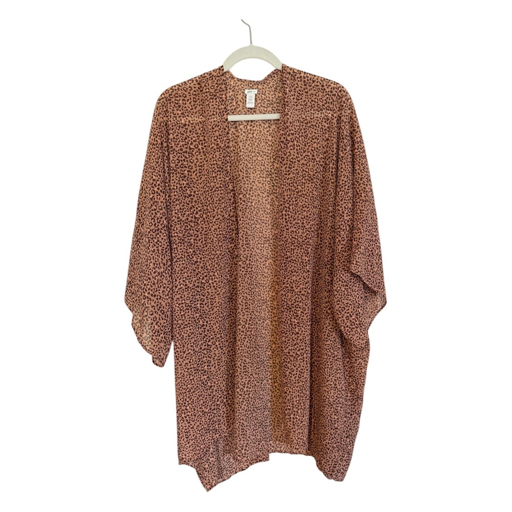 Aerie Kimono Cardigan Womens O/S‎ Brown Animal Print Sheer Open Front Layering